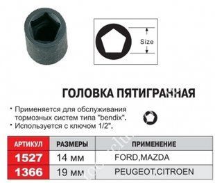 Головка пятигранная 19 мм JTC 1366 45-1366 JTC фото