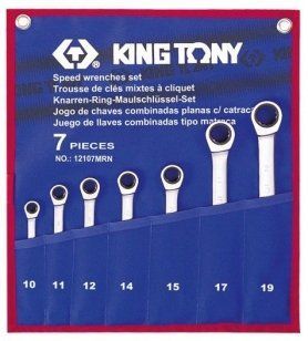 Набір ключів комбі з трещеткой 10-19мм (7шт.) KING TONY (12107MRN) 86-12107MRN фото