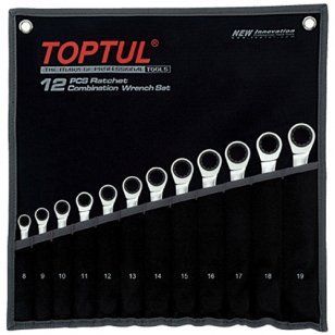 Набір ключів з трещоткою 8-19 мм в сумці (12 изд.) TOPTUL GPAQ1202 27-GPAQ1202 фото