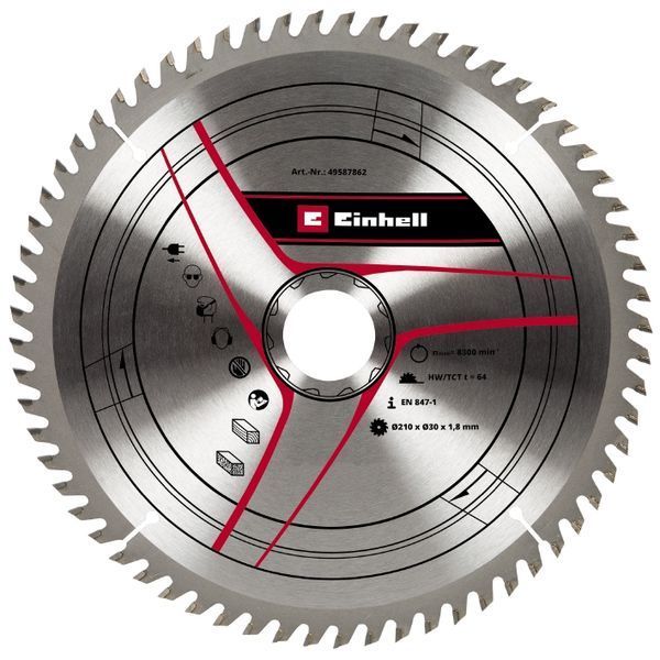 Пиляльний диск Einhell, 210х30 мм, T64 09-587862 фото