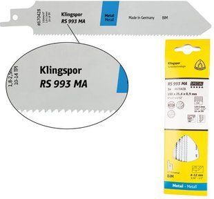 Полотно для шабельної пилки Klingspor RS 993 МА Special (225мм) 03-670338 фото