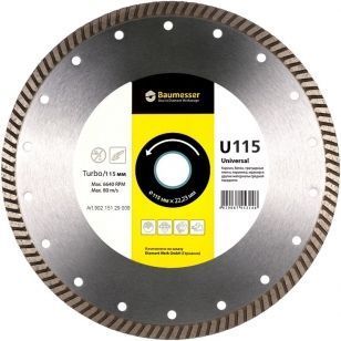диск алмазный 1A1R (115x1,8x8x22,23) Baumesser Turbo Universal (90215129009) 81-90215129009 фото