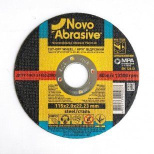 круги відрізне по металу 14A (115x2x22,23) NovoAbrasive PROFI (WM11520) 79-WM11520 фото