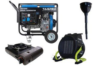 Дизельний генератор TAGRED TA4100D + газова плитка Orcamp CK-505 + електричний обігрівач Gardyer HE2000 107-KTA4100D фото