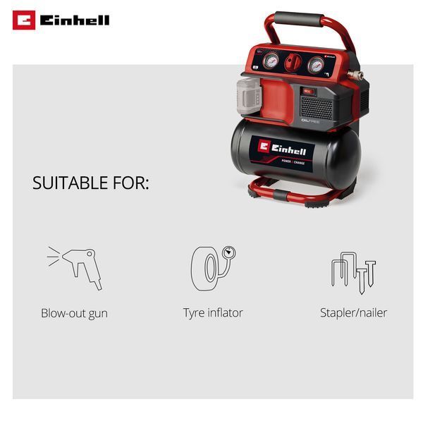 Компресор Einhell TE-AC 18/75 Li OF - Solo 09-4020410 фото